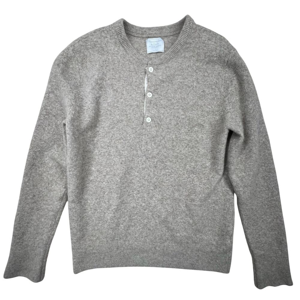 Abercrombie Yak Wool Henley Sweater Womens L Oatmeal Neutral Knit Pullover Y2K